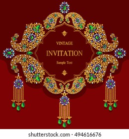 Wedding invitation or card with abstract background. Islam, Arabic, Indian, Dubai.