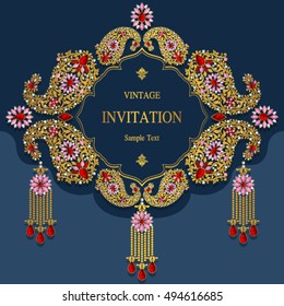 Wedding invitation or card with abstract background. Islam, Arabic, Indian, Dubai.