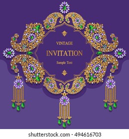 Wedding invitation or card with abstract background. Islam, Arabic, Indian, Dubai.