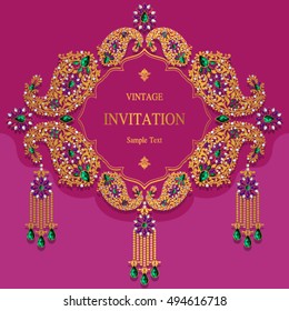 Wedding invitation or card with abstract background. Islam, Arabic, Indian, Dubai.