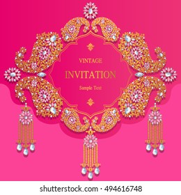 Wedding invitation or card with abstract background. Islam, Arabic, Indian, Dubai.