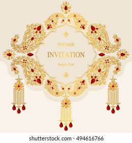 Wedding invitation or card with abstract background. Islam, Arabic, Indian, Dubai.