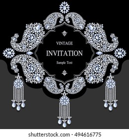 Wedding invitation or card with abstract background. Islam, Arabic, Indian, Dubai.