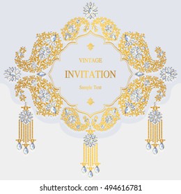Wedding invitation or card with abstract background. Islam, Arabic, Indian, Dubai.