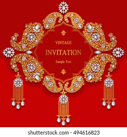 Wedding invitation or card with abstract background. Islam, Arabic, Indian, Dubai.