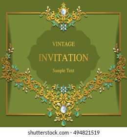 Wedding invitation or card with abstract background. Islam, Arabic, Indian, Dubai.