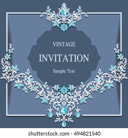 Wedding invitation or card with abstract background. Islam, Arabic, Indian, Dubai.