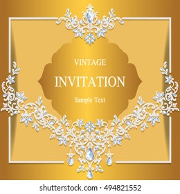 Wedding invitation or card with abstract background. Islam, Arabic, Indian, Dubai.