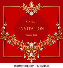 Wedding invitation or card with abstract background. Islam, Arabic, Indian, Dubai.