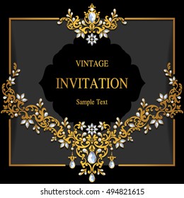 Wedding invitation or card with abstract background. Islam, Arabic, Indian, Dubai.