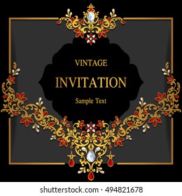 Wedding invitation or card with abstract background. Islam, Arabic, Indian, Dubai.