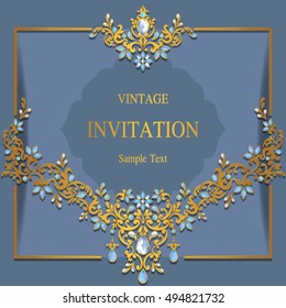 Wedding invitation or card with abstract background. Islam, Arabic, Indian, Dubai.