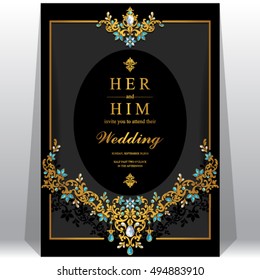Wedding invitation or card with abstract background. Islam, Arabic, Indian, Dubai.