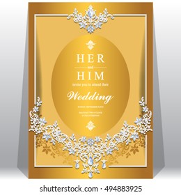 Wedding invitation or card with abstract background. Islam, Arabic, Indian, Dubai.