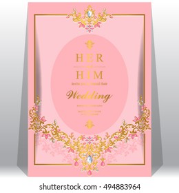 Wedding invitation or card with abstract background. Islam, Arabic, Indian, Dubai.
