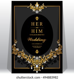 Wedding invitation or card with abstract background. Islam, Arabic, Indian, Dubai.