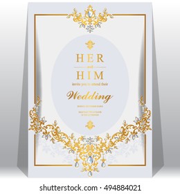 Wedding invitation or card with abstract background. Islam, Arabic, Indian, Dubai.