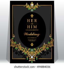 Wedding invitation or card with abstract background. Islam, Arabic, Indian, Dubai.