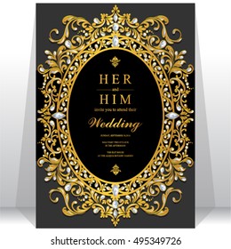 Wedding invitation or card with abstract background. Islam, Arabic, Indian, Dubai.