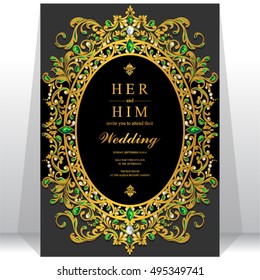 Wedding invitation or card with abstract background. Islam, Arabic, Indian, Dubai.
