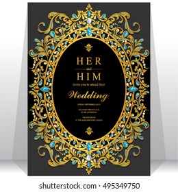 Wedding invitation or card with abstract background. Islam, Arabic, Indian, Dubai.