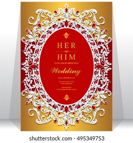Wedding invitation or card with abstract background. Islam, Arabic, Indian, Dubai.