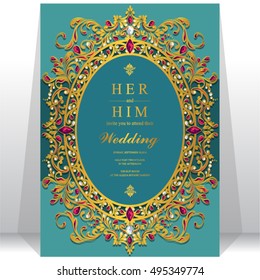 Wedding invitation or card with abstract background. Islam, Arabic, Indian, Dubai.