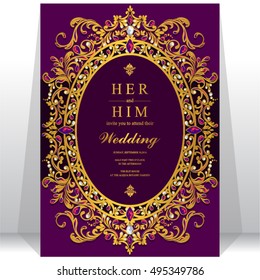 Wedding invitation or card with abstract background. Islam, Arabic, Indian, Dubai.