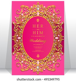 Wedding invitation or card with abstract background. Islam, Arabic, Indian, Dubai.