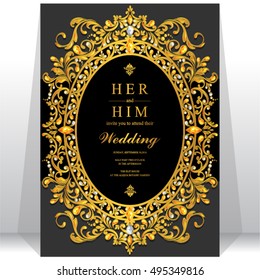 Wedding invitation or card with abstract background. Islam, Arabic, Indian, Dubai.