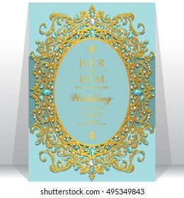 Wedding invitation or card with abstract background. Islam, Arabic, Indian, Dubai.