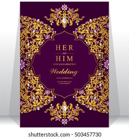 Wedding invitation or card with abstract background. Islam, Arabic, Indian, Dubai.