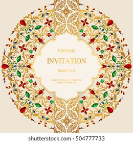 Wedding invitation or card with abstract background. Islam, Arabic, Indian.