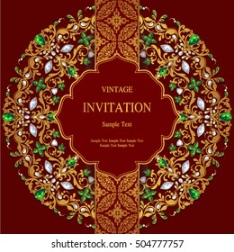 Wedding invitation or card with abstract background. Islam, Arabic, Indian.