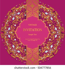Wedding invitation or card with abstract background. Islam, Arabic, Indian.