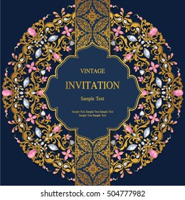 Wedding invitation or card with abstract background. Islam, Arabic, Indian.