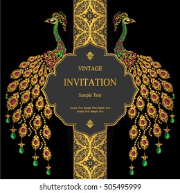 Wedding invitation or card with abstract background. Islam, Arabic, Indian, Dubai.