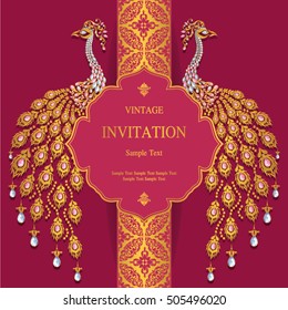 Wedding invitation or card with abstract background. Islam, Arabic, Indian, Dubai.