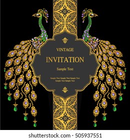 Wedding invitation or card with abstract background. Islam, Arabic, Indian or Dubai.