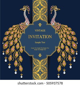 Wedding invitation or card with abstract background. Islam, Arabic, Indian or Dubai.