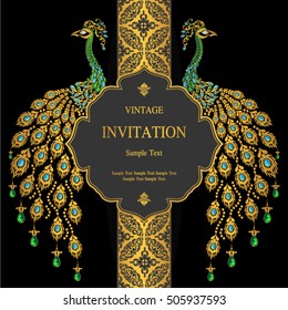 Wedding invitation or card with abstract background. Islam, Arabic, Indian or Dubai.