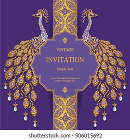 Wedding invitation or card with abstract background. Islam, Arabic, Indian or Dubai.