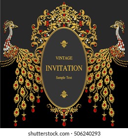 Wedding invitation or card with abstract background. Islam, Arabic, Indian, Dubai.