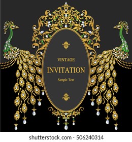 Wedding invitation or card with abstract background. Islam, Arabic, Indian, Dubai.