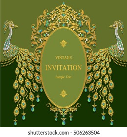 Wedding invitation or card with abstract background. Islam, Arabic, Indian, Dubai.