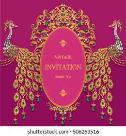 Wedding invitation or card with abstract background. Islam, Arabic, Indian, Dubai.