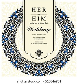 Wedding invitation or card with abstract background. Islam, Arabic, Indian, Dubai.