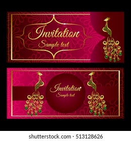 Wedding invitation or card with abstract background. Islam, Arabic, Indian, decoration