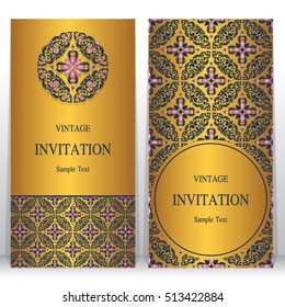 Wedding invitation or card with abstract background. Islam, Arabic, Indian, Dubai.