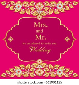 Wedding invitation or card with abstract background.
